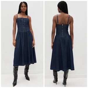 REFORMATION Women’s‎ Size 12 Liffey Dark Wash Florentina Sleeveless Midi Dress